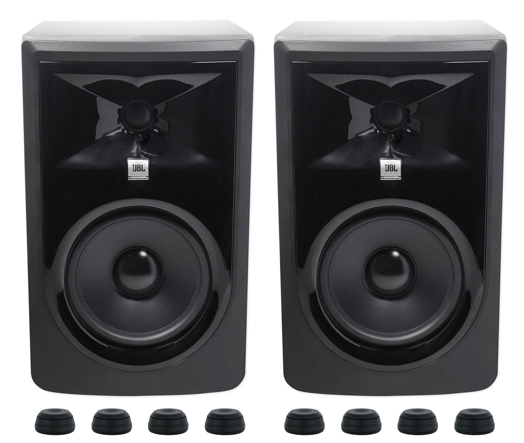 (2) JBL 306P MkII 6" 2-Way Powered Studio Reference Monitors+Isolation Feet Pads