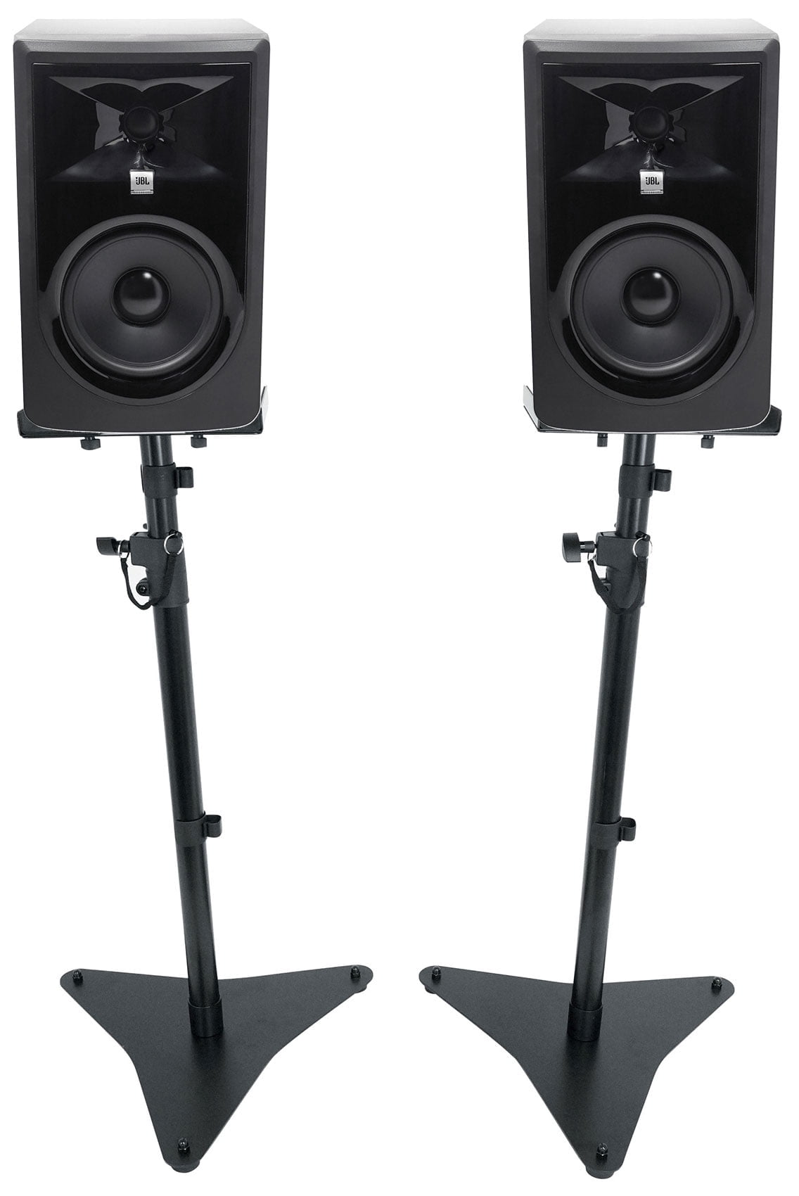 (2) JBL 306P MkII 6" Powered Active Studio Monitors Speakers+Adjustable Stands