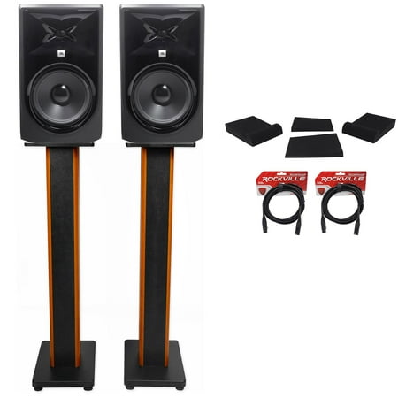 (2) JBL 306P MkII 6" Studio Monitors+36" Stands+Isolation Pads+XLR Cables