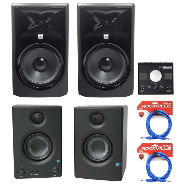 (2) JBL 308P MkII 8" Monitor Speakers+3.5" Presonus Speakers+Studio Controller
