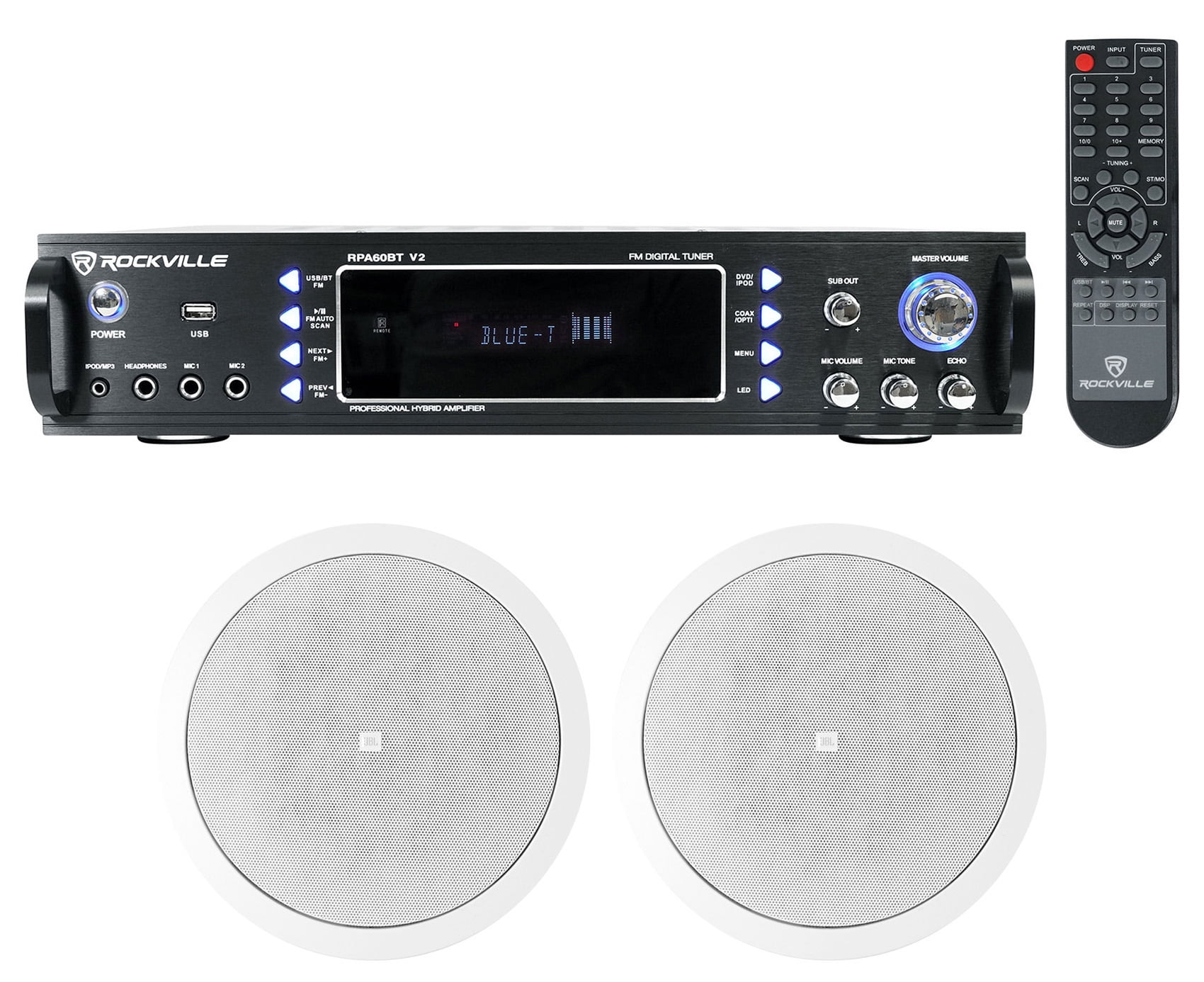 (2) JBL 6.5" 150 Watt In-Ceiling Speakers+Home Theater Receiver w/Bluetooth
