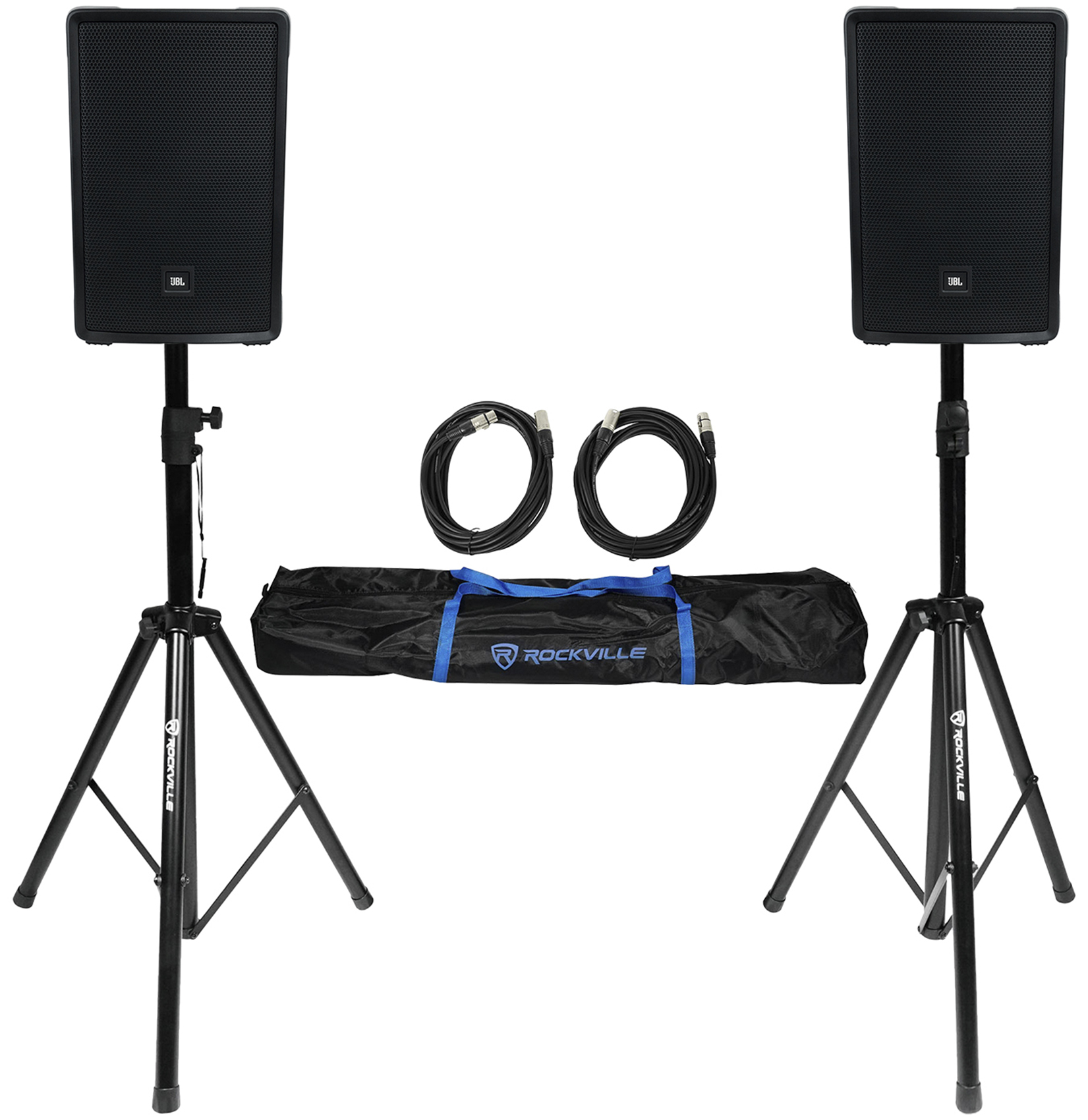 (2) JBL IRX112BT 12" 1300w Powered DJ Portable PA Speakers w/ Bluetooth+Stands - image 1 of 11