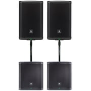 2 JBL PRX908 8" 1000w RMS Powered DJ PA Speakers+15" Subwoofers+Pole Mounts