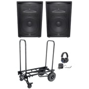 2 JBL Pro JRX215 1000w 15" Passive DJ PA Speakers+Transport Cart+Headphones