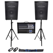 2 JBL Pro JRX215 15 2000w PA/DJ Speakers+Powered 12-Channel Mixer+Stands