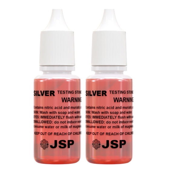 2 JSP JEWELRY TESTING ACID SOLUTION SILVER 925 TEST SCRAP 1/2 fl oz. BOTTLE
