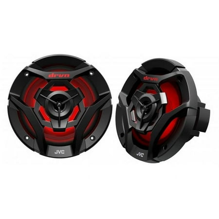 (2) JVC CS-DR620MBL 6.5" 75 Watt RMS 2-Way RGB LED Marine Boat Speakers in Black