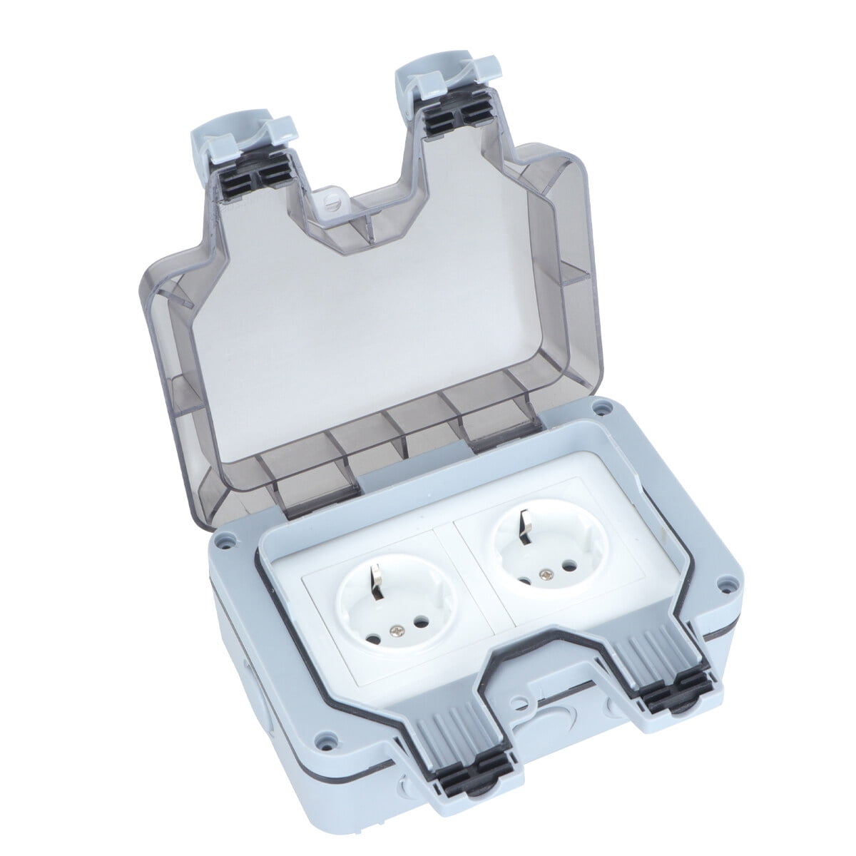 2 Jack Port IP66 Outdoor Power Socket Wall Waterproof Dustproof Socket