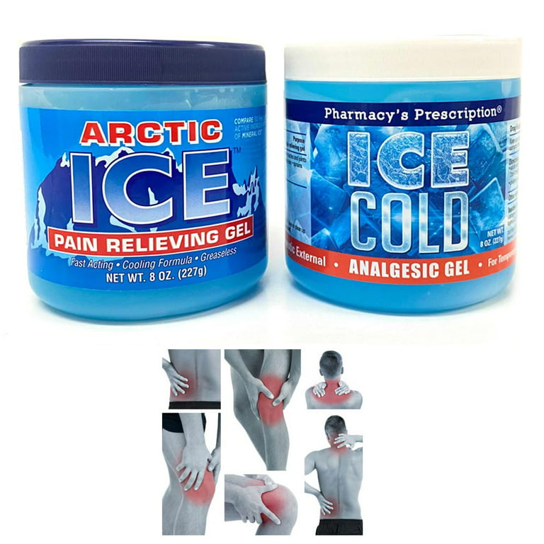 MINERAL ICE Menthol Pain Gel 8oz Tub ( 2 pack ) GERIMED ~