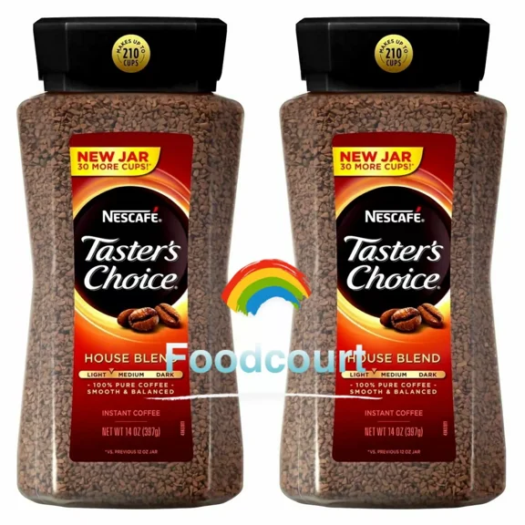 2 Jars Taster's Choice Instant Coffee House Blend 14 OZ Each Jar