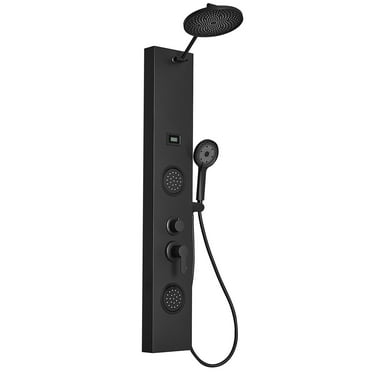 2-Jet Rainfall Shower Panel System with Rainfall Shower Head and Shower Wand in Stainless Steel
