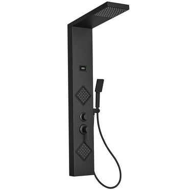 2-Jet Rainfall Shower Panel System with Rainfall Shower Head and Shower Wand in Stainless Steel