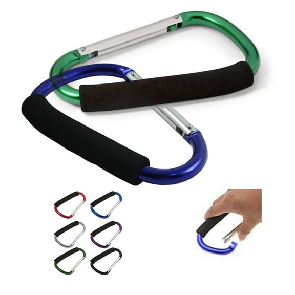 2 Jumbo Aluminum Carabiner Large D Ring Snap Hook Key Chain Cushion Grip 6 1/2"