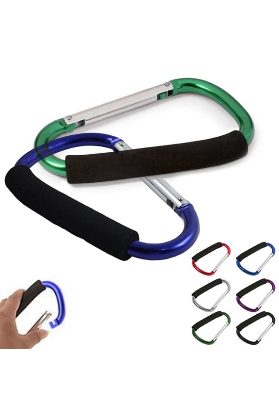 2 Jumbo Aluminum Carabiner Large D-Ring Snap Hook Key Chain Cushion Grip 6 1/2"
