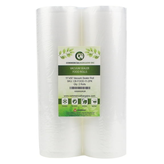 2 Jumbo Commercial Bargains 11" x 50' Vacuum Sealer Saver Rolls Bags Freezer