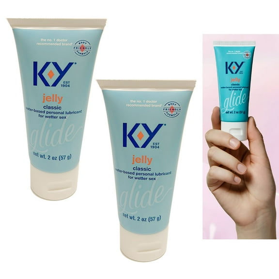 2 K-Y Jelly Glide Personal Lubricant Lube Water Base W Latex Condom 2oz Exp10/24