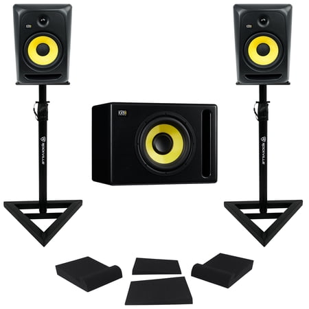 (2) KRK CL8G3 CLASSIC Studio Monitors 8" Powered Speakers+Stands+Pads+Subwoofer