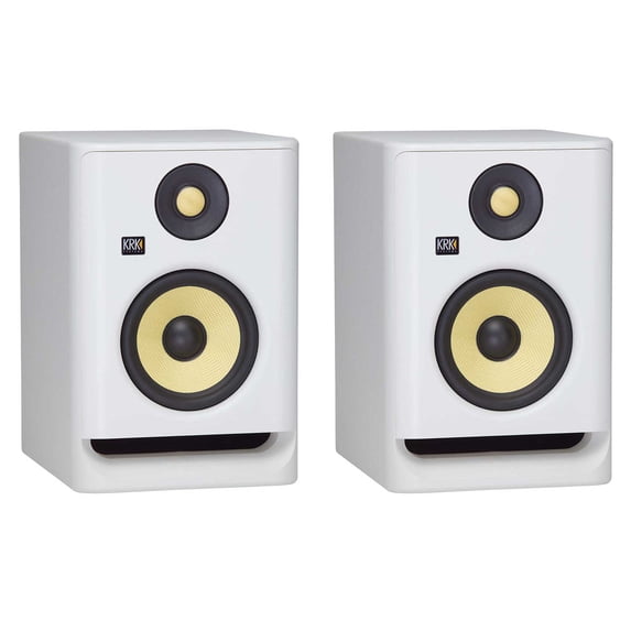 (2) KRK ROKIT RP5 G4 5" Bi-Amped Studio Monitor DSP Speakers White Noise Edition