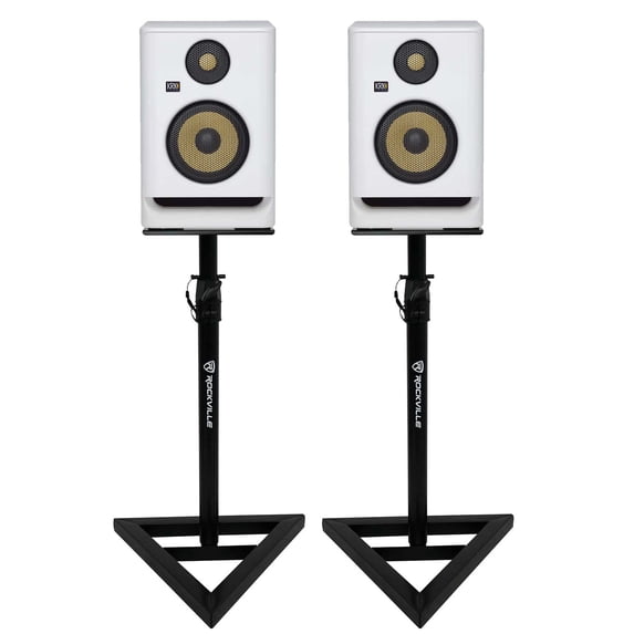 (2) KRK ROKIT RP5 G4 5" Studio Monitor DSP Speakers White Noise Edition+Stands