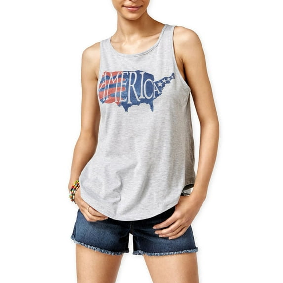 2-KUHL Womens America Envelope-Back Tank Top, Grey, Juniors, X-Large