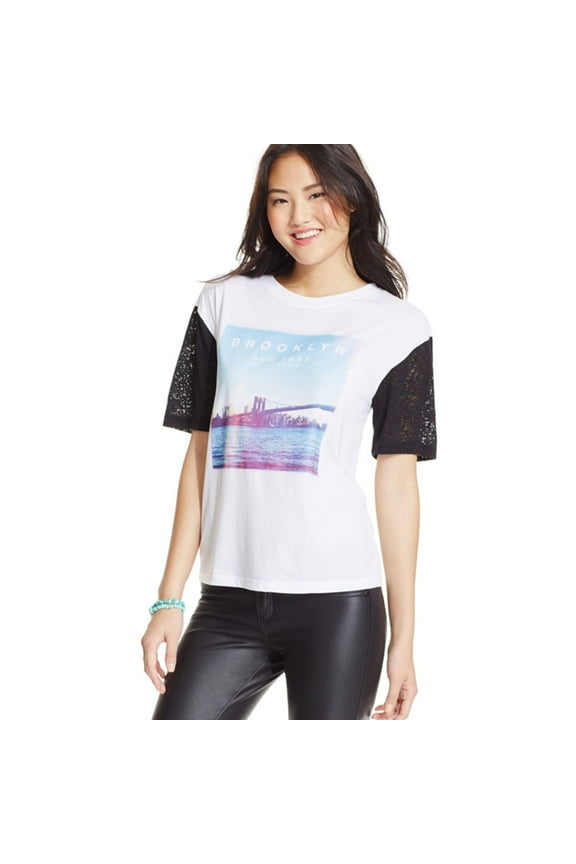 2-KUHL Womens Burnout Brooklyn Graphic T-Shirt, White, Juniors, X-Small