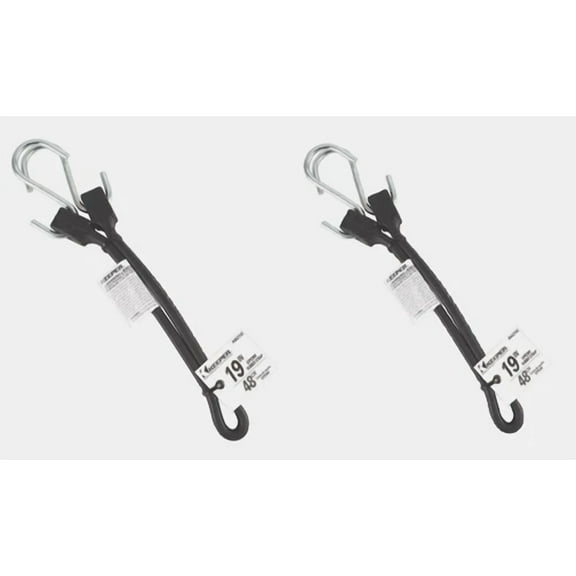 2 Keeper 19" Tarp Strap Black Natural Rubber Zinc S Hooks Strong Durable A06219Z