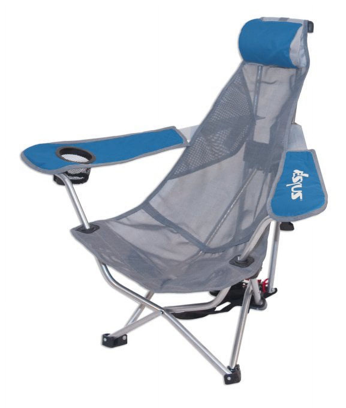 2) Kelsyus Mesh Folding Backpack Beach Chair w/ Headrest - Blue & Gray | 80403 - image 1 of 5