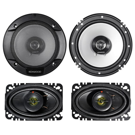 (2) Kenwood KFC-1666S 6.5"+(2) KFC-4675C 4x6" Car Audio Coaxial Speakers