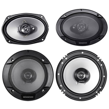 Kenwood KFC-6966S 6x9" 3-Way 800W + KFC-1666S 6.5" 2-Way 600W Car Coaxial Speakers, 4-Pack