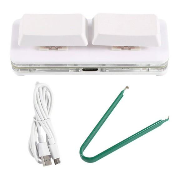 2 Key Custom Shortcut Keyboard USB Hot Swappable Mechanical Shaft Wired Enter Space Custom Screen Cut Keyboard,White