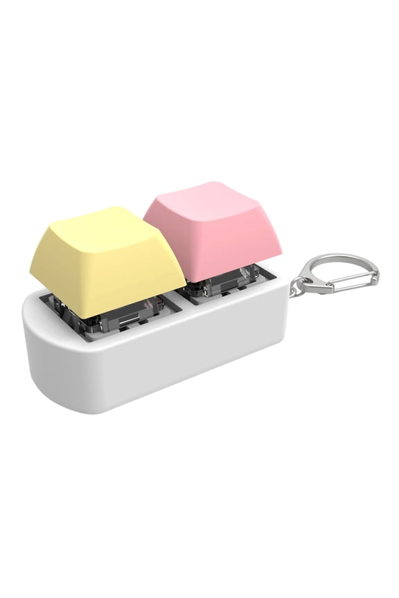 2 Key Keyboard Keychain Toy Stress Relief Desk Accessory For Adult Kid Portable Finger Exercise Sensory Press Tester