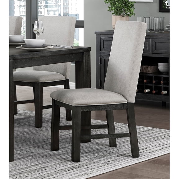 Of 2 Kitchen Chairs, Gray Upholstered Seating, Antique Black Wood, 39.76lb Package Weight, Dining Room 2 Textured Fabric, Wood Frame, 23.5" Product Width, Area