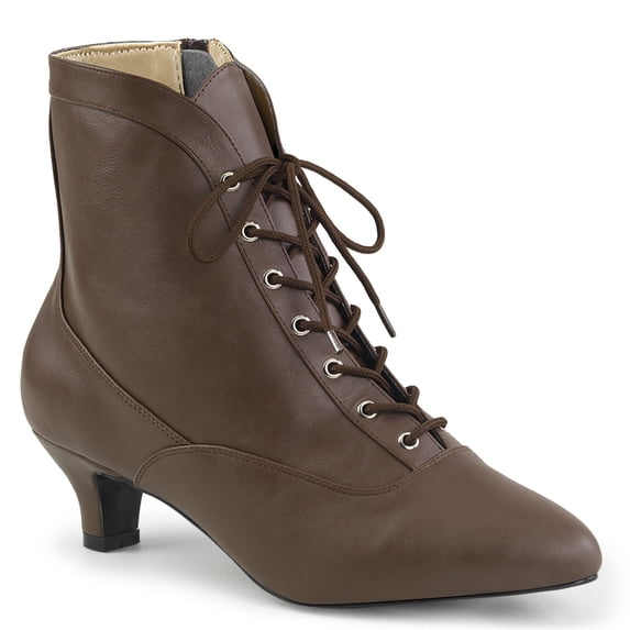 2" Kitten Heel Ankle Boot - Brown Faux Leather, 16