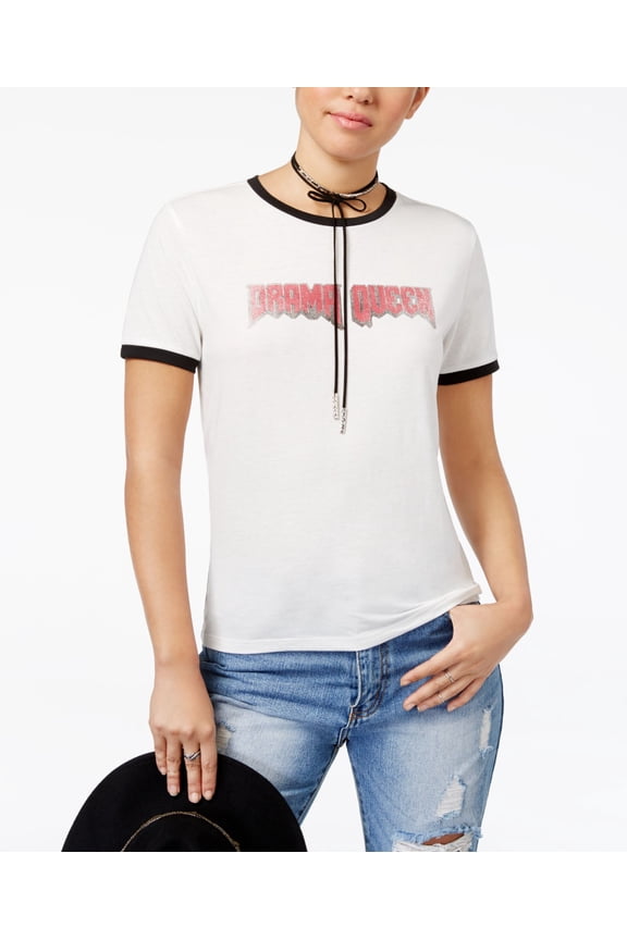 2 Kuhl Juniors Drama Queen Graphic Ringer T-Shirt White/Black XL