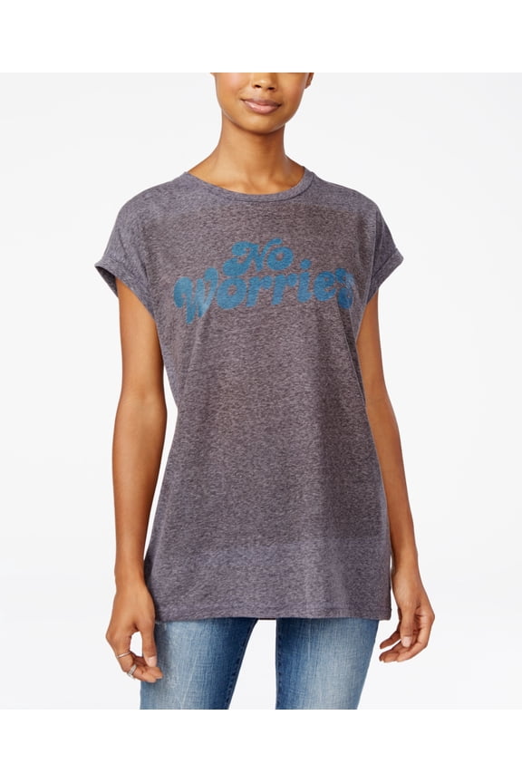 2-Kuhl Juniors' No Worries Graphic Tunic T-Shirt Charcoal Mix S