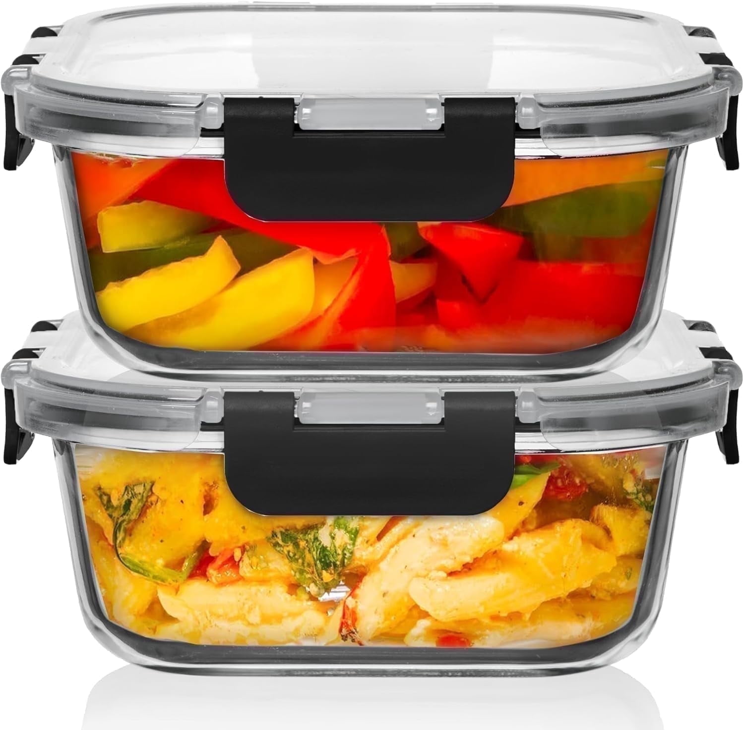 Razab 4Cup, 42oz Large Glass Food Storage Containers with Airtight Lids