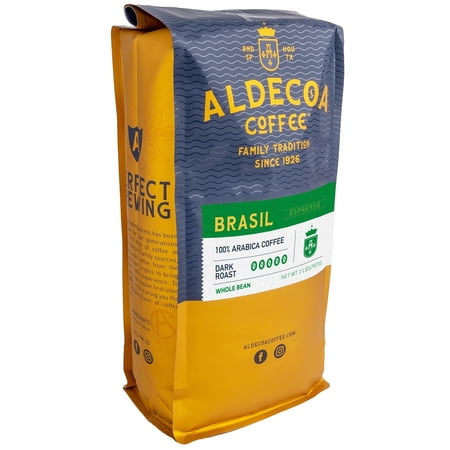 Aldecoa Whole Bean Coffee Brazilian Dark Roast Cocoa Flavor 2 lbs