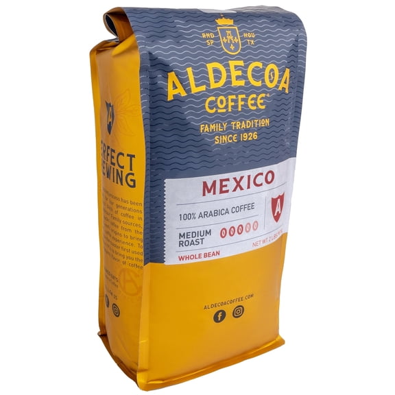 Aldecoa Mexico Whole Bean Coffee, Single Origin Mexican Coffee, Medium Roast, 2 Pack of 2 lb Bags, 100% Arabica Beans