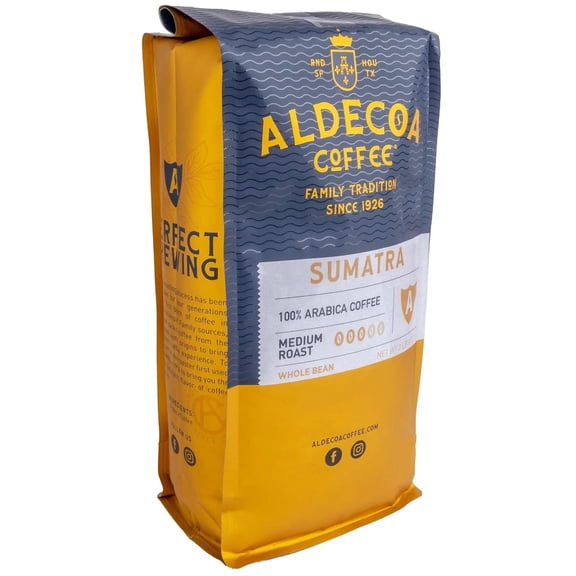 Aldecoa Sumatra Whole Bean Coffee, Single Origin Sumatra Coffee, Medium Roast, 2 Pack of 2 lb Bags, 100% Arabica Beans