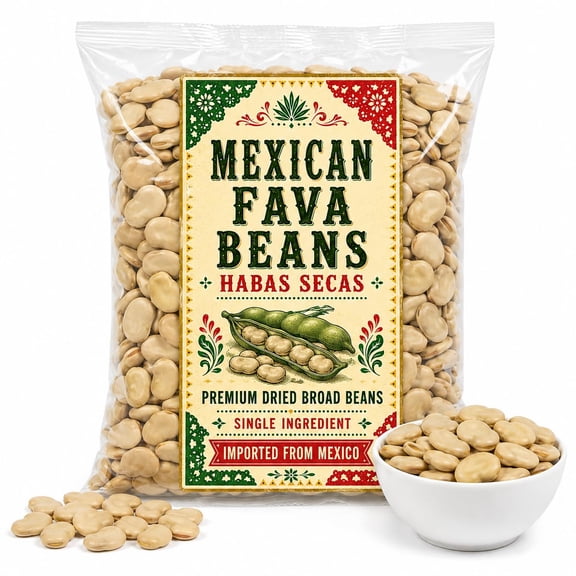 2 LB Mexican Dried Fava Beans, Whole Broad Beans, Habas Secas from Puebla, Natural Dried Beans for Soups, Stews, Dips & Traditional Mexican Recipes