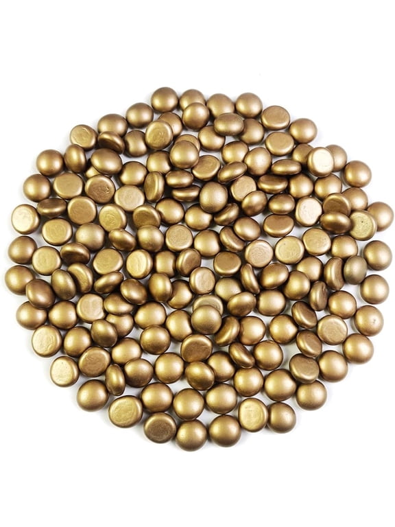2 LB Mini Gold Flat Marbles Glass Gems,Weighted Fillers Pebbles