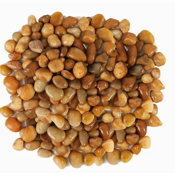 2 LBS River Rocks, StoneCreek, Decorative Garden Stones for Plant Landscaping, Polished Gravel Filler Pebbles for Home Decoration, Vases, Succulents, Flower Beds and Fish Tanks (Pale Yellow, Medium)