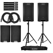 2 LD Systems ICOA 12 A BT 12" Powered Coaxial Bluetooth PA Loudspeakers with Transport Covers Package