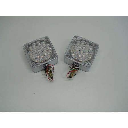 (2) LED Amber Side Marker Turn Signal Semi Truck Fender Lights / Single Stud