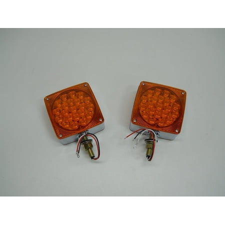 (2) LED Amber Side Marker Turn Signal Semi Truck Fender Lights / Single Stud