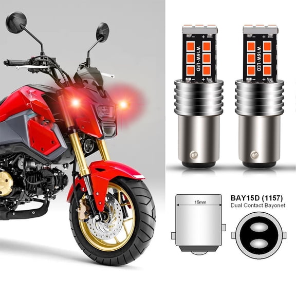 2 LED Light bulbs for Honda Motorcycle Grom MSX125 2014-2022 Turn Signal
