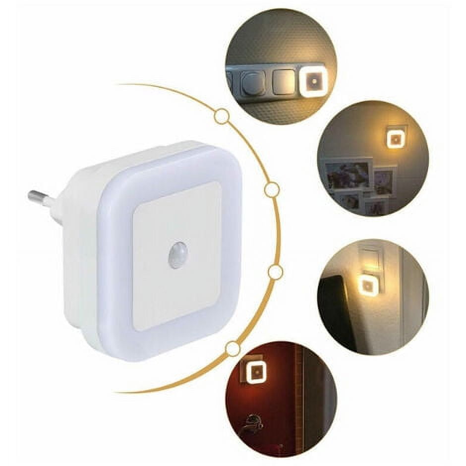 2 LED Night Lights with Motion Sensor Energy Saving Socket Warm White