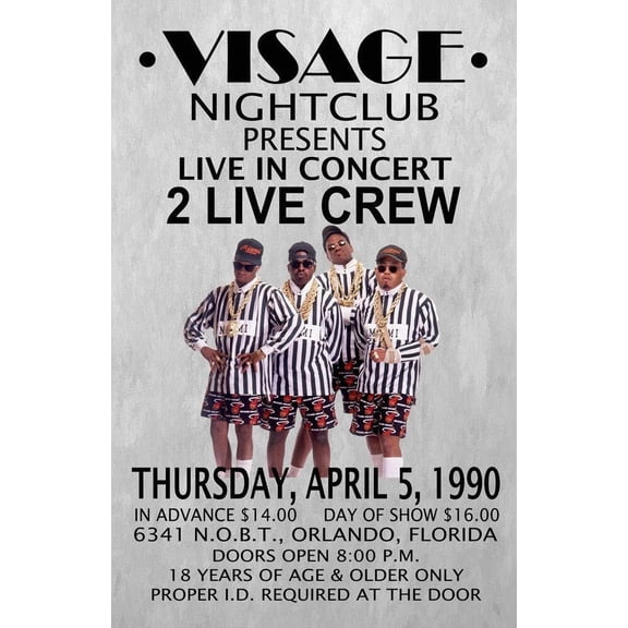 2 LIVE CREW REPLICA 1990 CONCERT POSTER