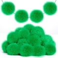 thumbnail image 1 of 2" Large Green Pom Poms for Crafts - 30 pcs Pompom Fluffy Balls for Halloween Costume Accessories Fall Decorations Christmas Handmade Gifts, 1 of 7