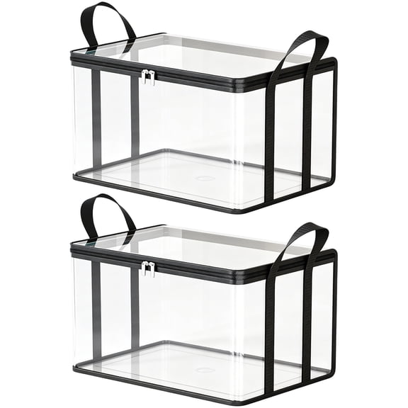 2 Large Heavy Duty Moving Bags - Waterproof Storage Totes with Handles & Zippers, Foldable for College Dorm, Storage,Black